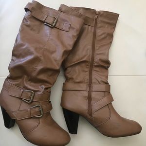 Brown leather boots